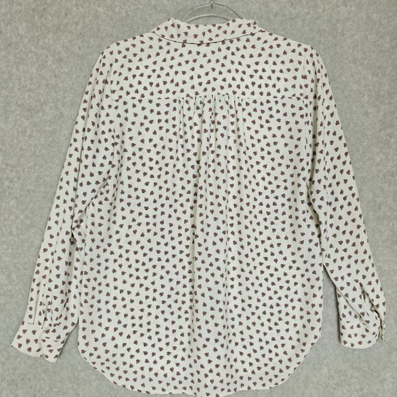 Ann Taylor Women S Long Sleeve Heart Print Pull Over Blouse Shirt Office Career - Picture 4 of 9